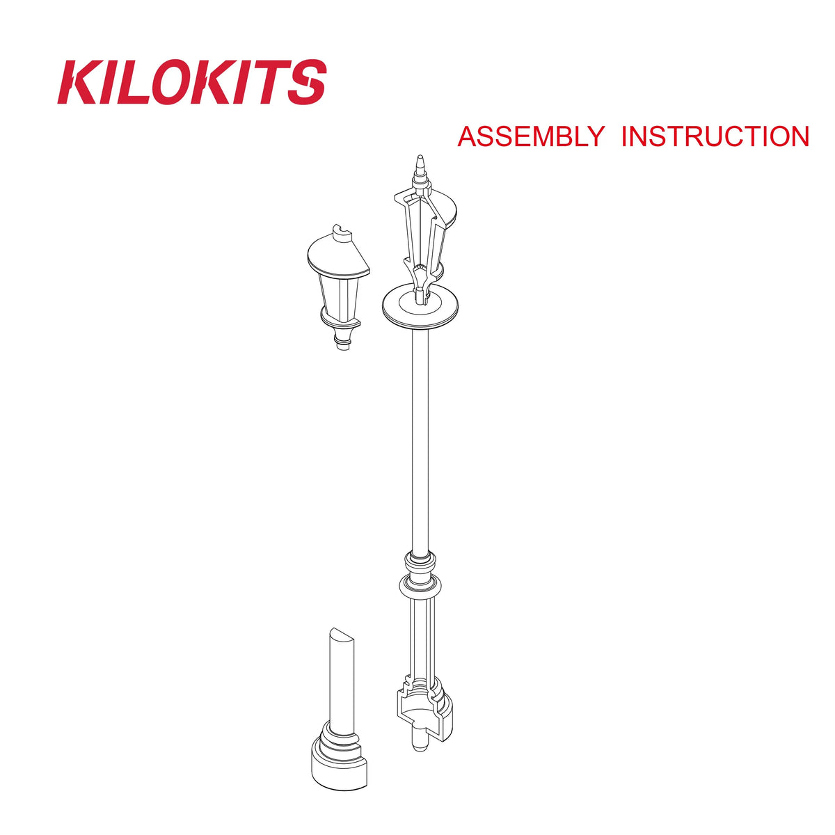 Kilokits assembly instruction diagram for 5pcs 1/35 single-head street lamps scale modeling tools for model building
