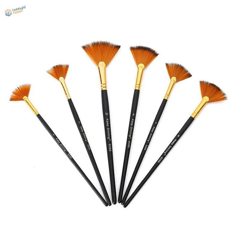 Keep smiling fan brushes set: 6 orange fan-shaped brushes