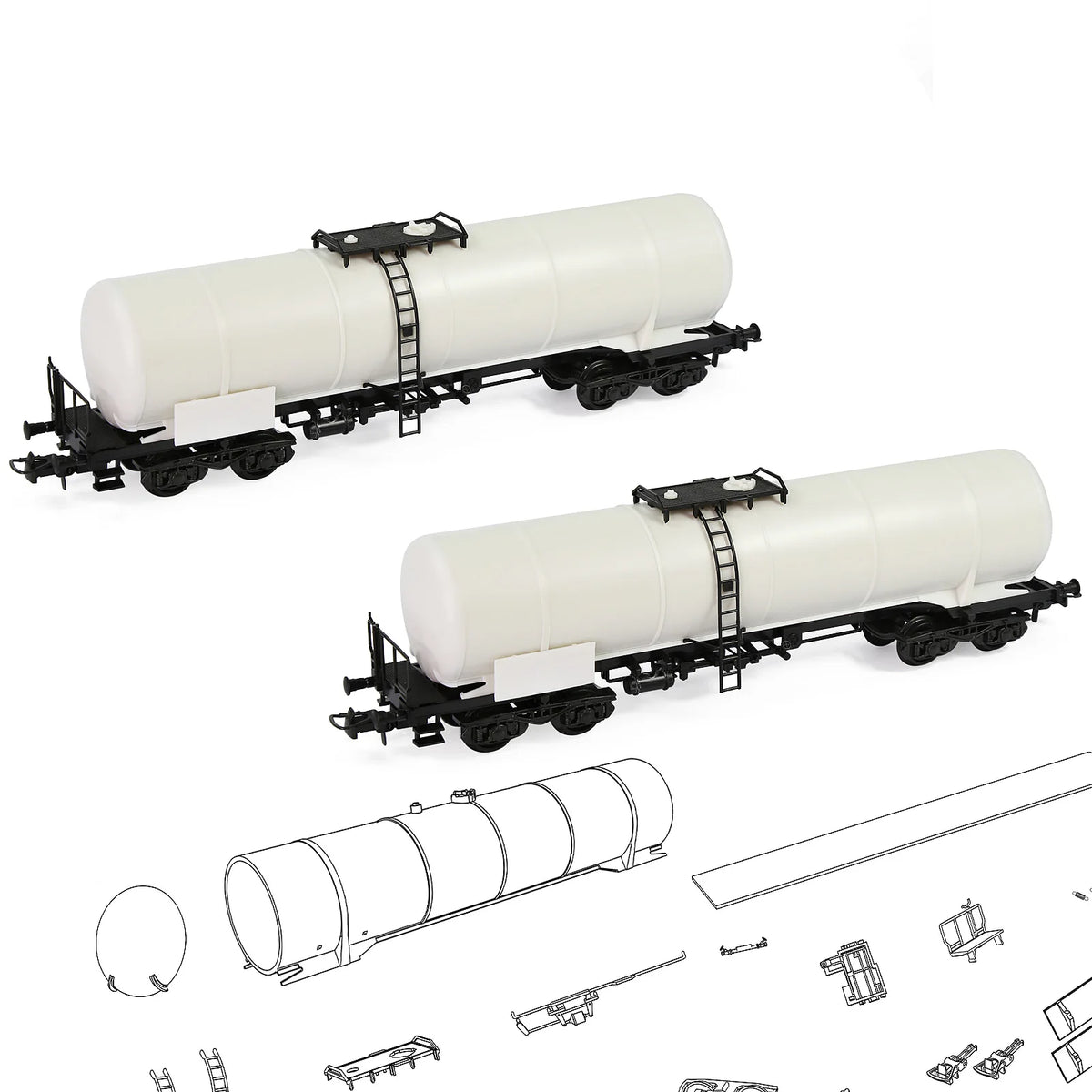 Kits de wagons-citernes à huile HO échelle 1/87, 2 pièces