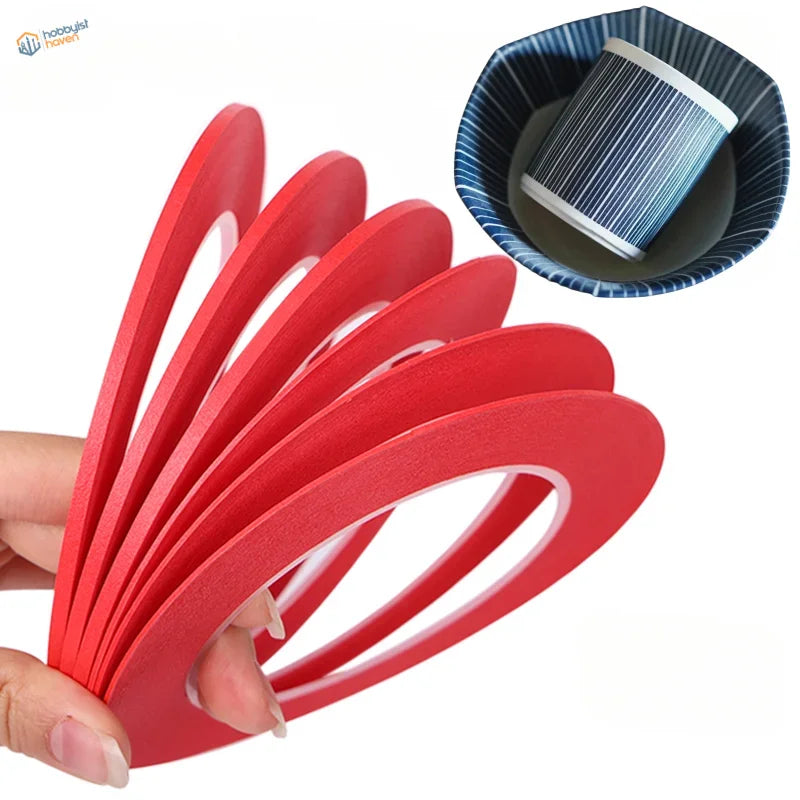 Red foam adhesive tape strips of fine line masking tape for precision scale modeling tools and model building tools use