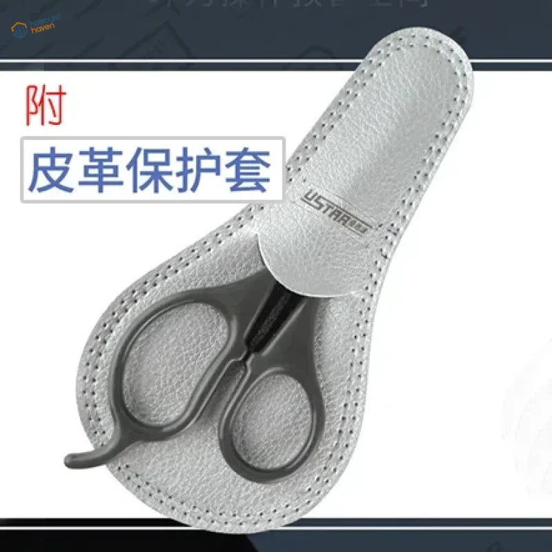 Silver leatherette case for fine stainless steel scissors for masking tape