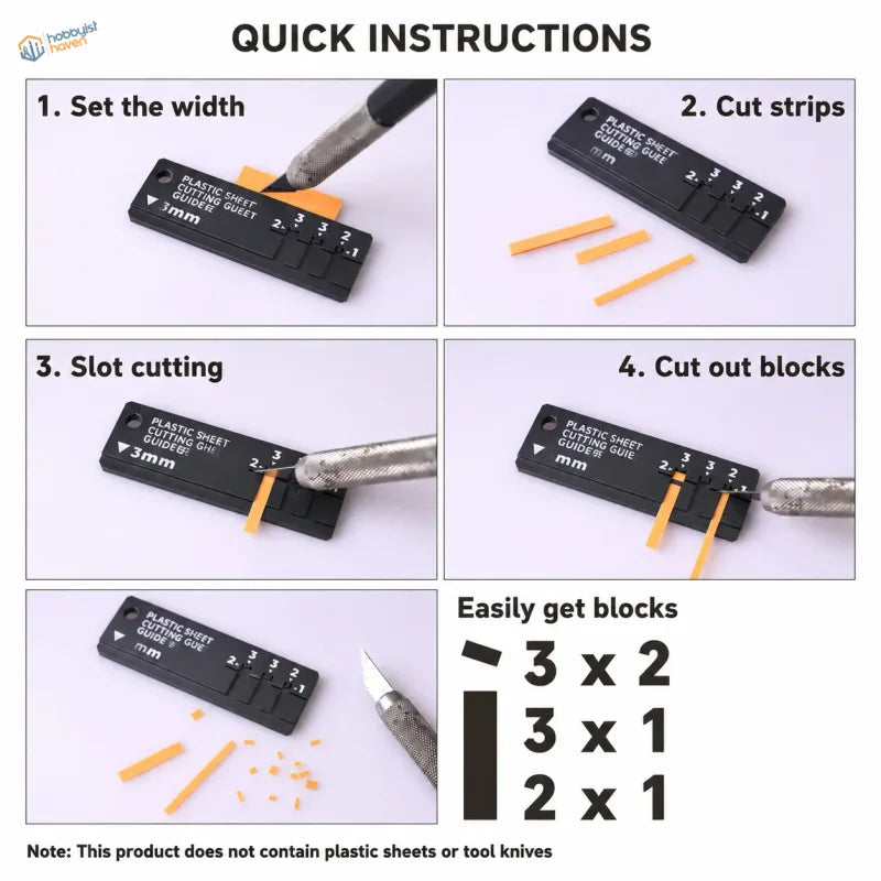 Black plastic fixed-width plastic sheet strip cutter with numbered width markings for scale modeling tools precise cuts
