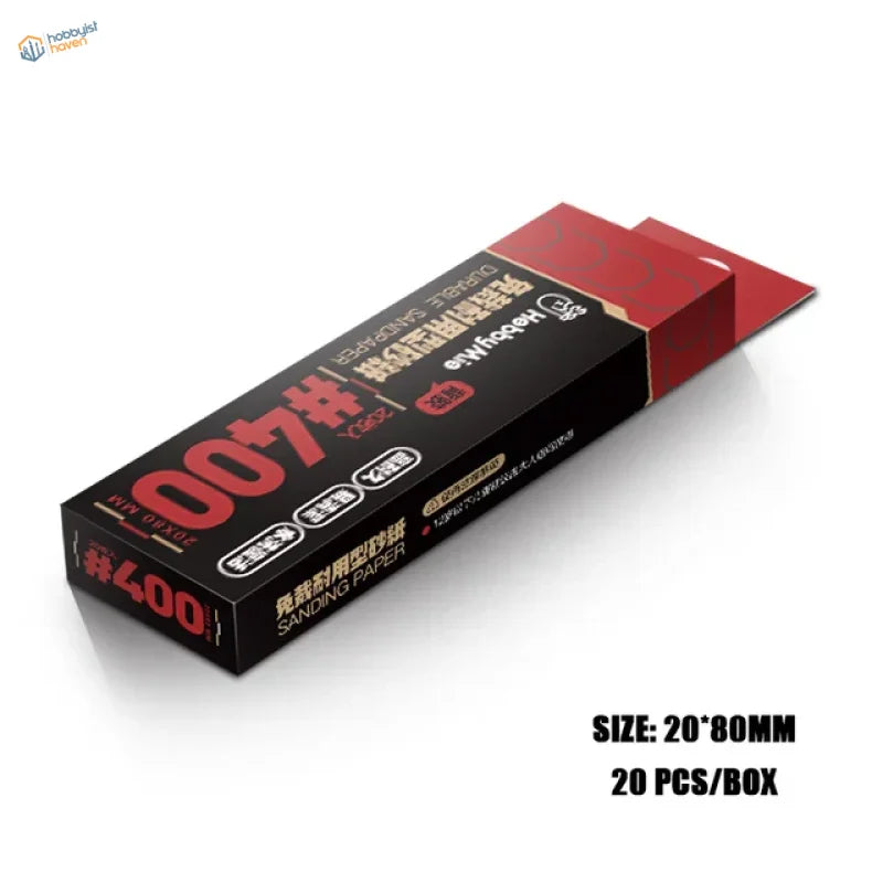 Flexible acrylic sanding sticks box with 20 sheets #400 #007 grit sandpaper