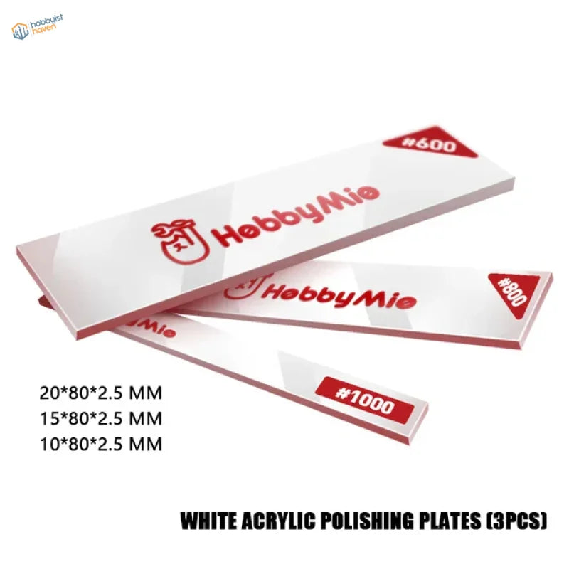 White acrylic sanding sticks with red branding and grit markings