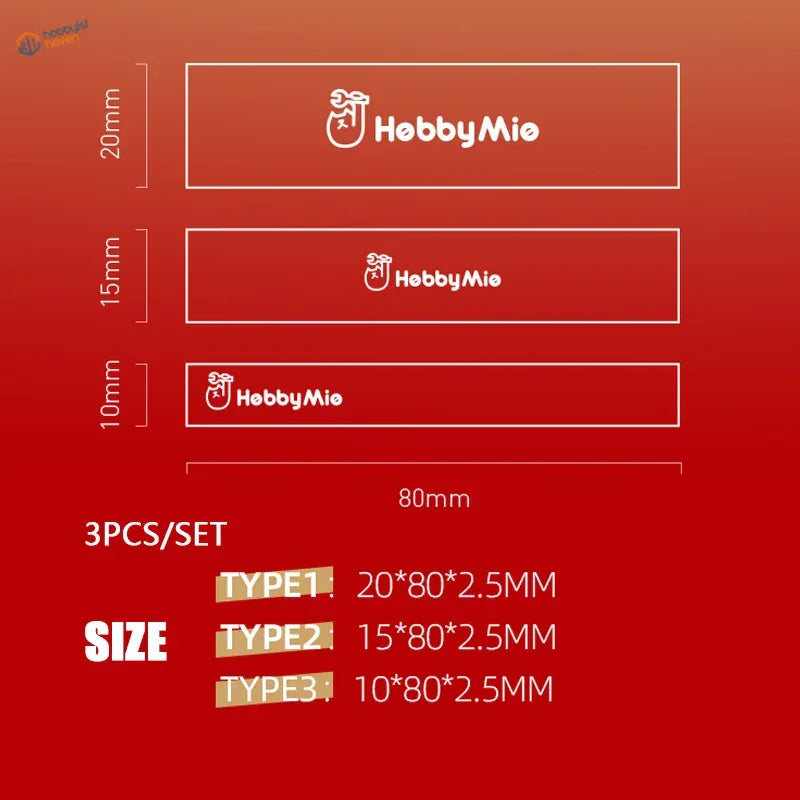 Hebbymie metal tags on flexible acrylic sanding sticks
