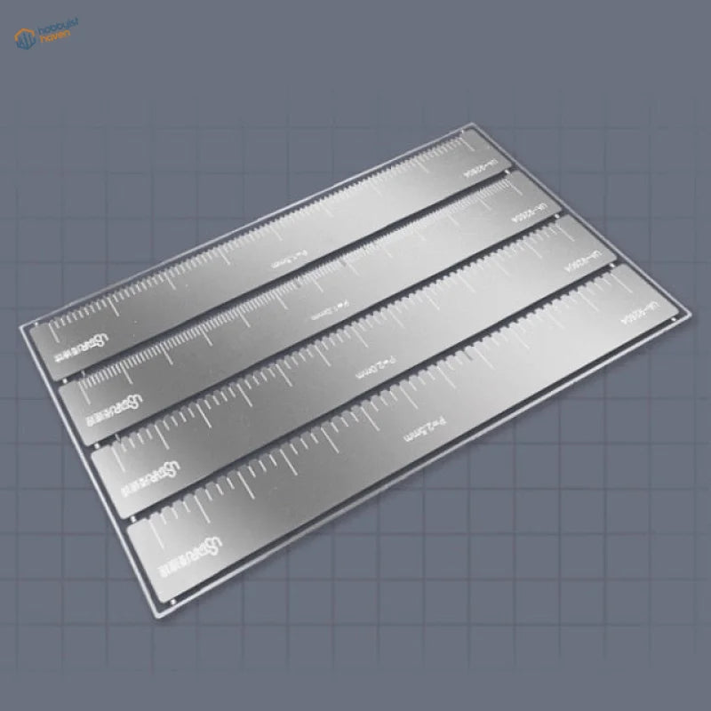Flexible equidistant marking engraving guide: 4 metallic rulers for scale modeling tools