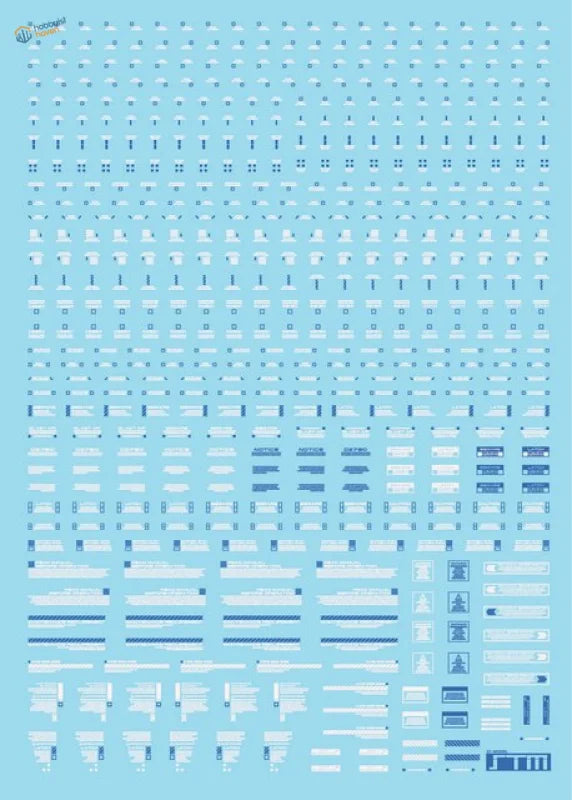 Light blue fluorescent decals sheet for HG/MG Gunplas