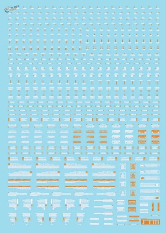 Light blue fluorescent decals sheet for HG/MG Gunplas model building tools