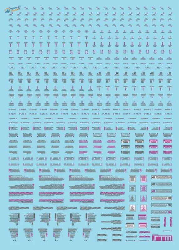 Light blue fluorescent decals sticker sheet for HG/MG Gunplas