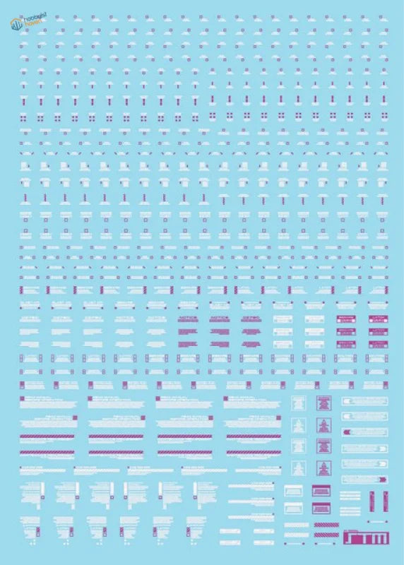 Fluorescent decals sheet in light blue purple for HG MG Gunplas model building