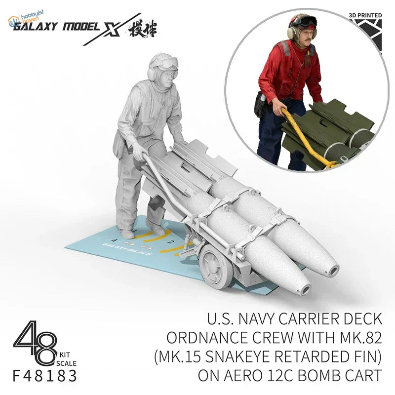 Gray 3d-printed model of a u.s. ordnance crew for galaxy 1/48 navy ordnance crew set