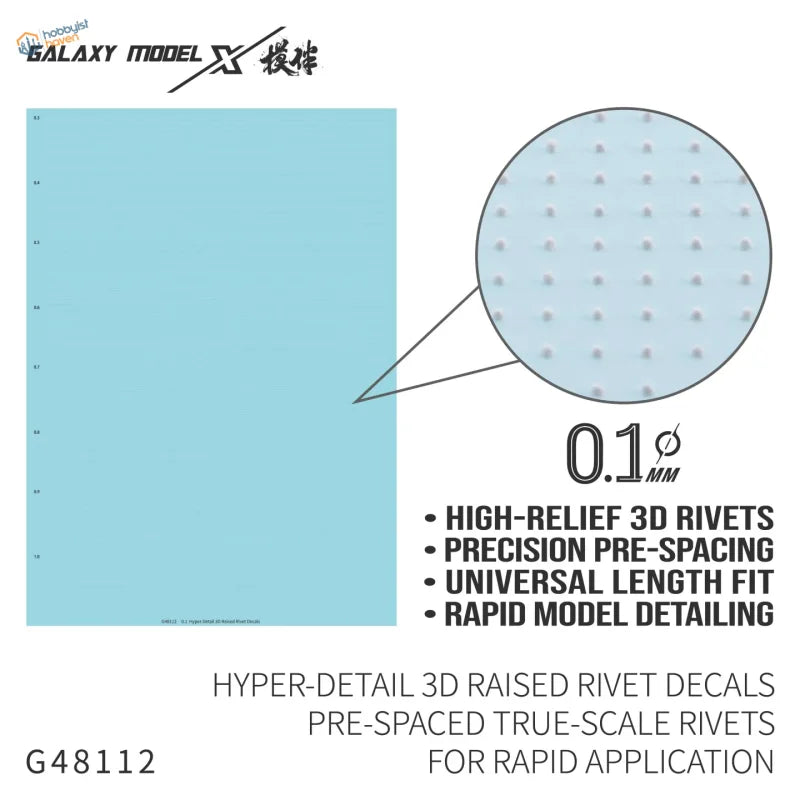 Galaxy Model light blue 3D raised rivet decals with pre-spaced holes
