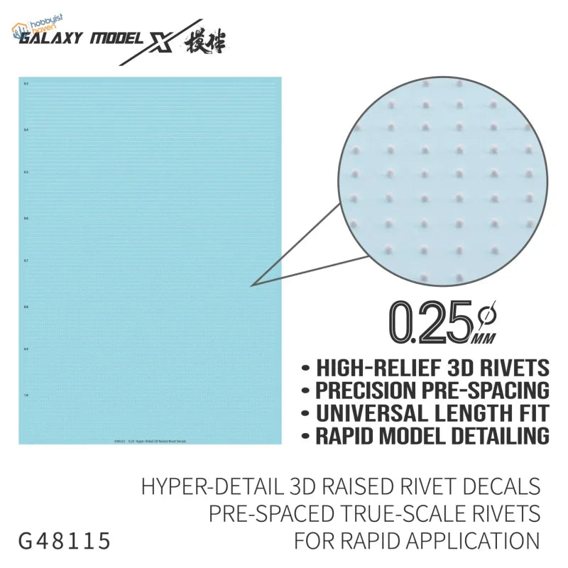 Galaxy Model light blue 3D raised rivet decals g48115 0.25mm scale