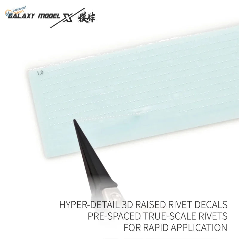 Galaxy Model 0.1~0.3mm 3D raised rivet decals, light blue translucent sheet