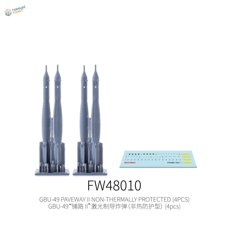 Galaxy Model 1/48 gray GBU-49 Paveway II bombs with decal sheet