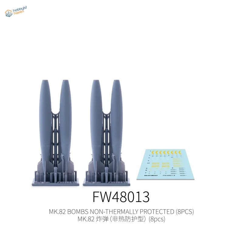 Galaxy Model 1/48 3D printed gray MK.82 bombs with decals, aircraft weapons