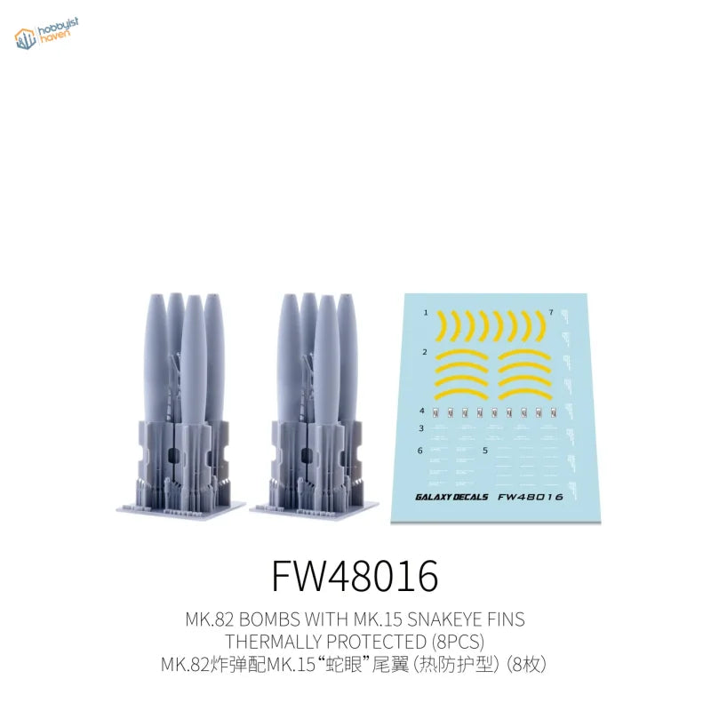 Galaxy Model 1/48 3D printed MK.82 Snakeye bombs for aircraft weapons