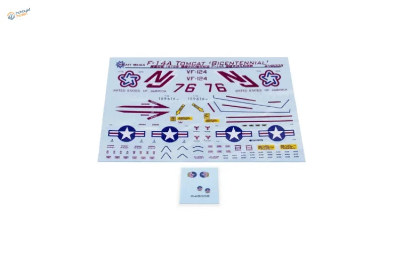 Galaxy Model 1/48 F-14A Bicentennial decals with navy blue insignias