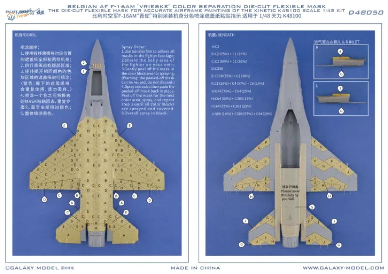 Belgian F-16AM Vriese die-cut mask for 1/48 scale modeling tools