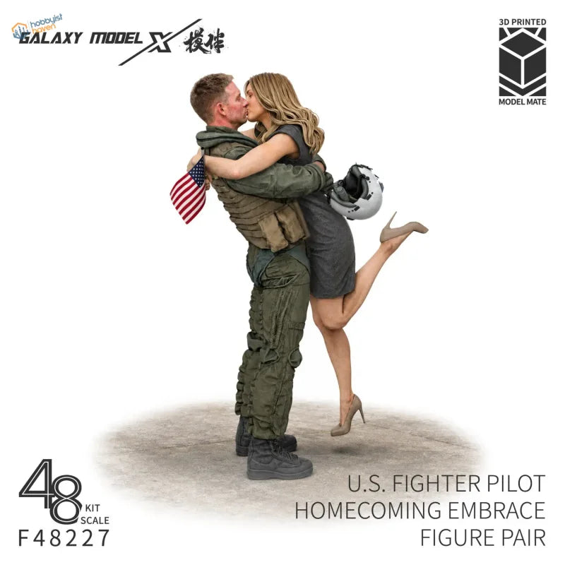 تماثيل طيار مقاتل أمريكي عائد إلى الوطن مطبوعة بتقنية ثلاثية الأبعاد من طراز Galaxy Model 1/48 (2 تمثال)