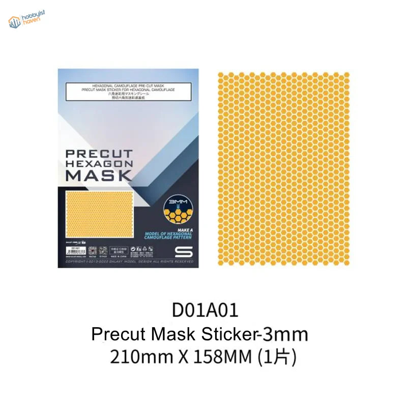 Yellow hexagonal galaxy model camouflage mask sticker precut pattern