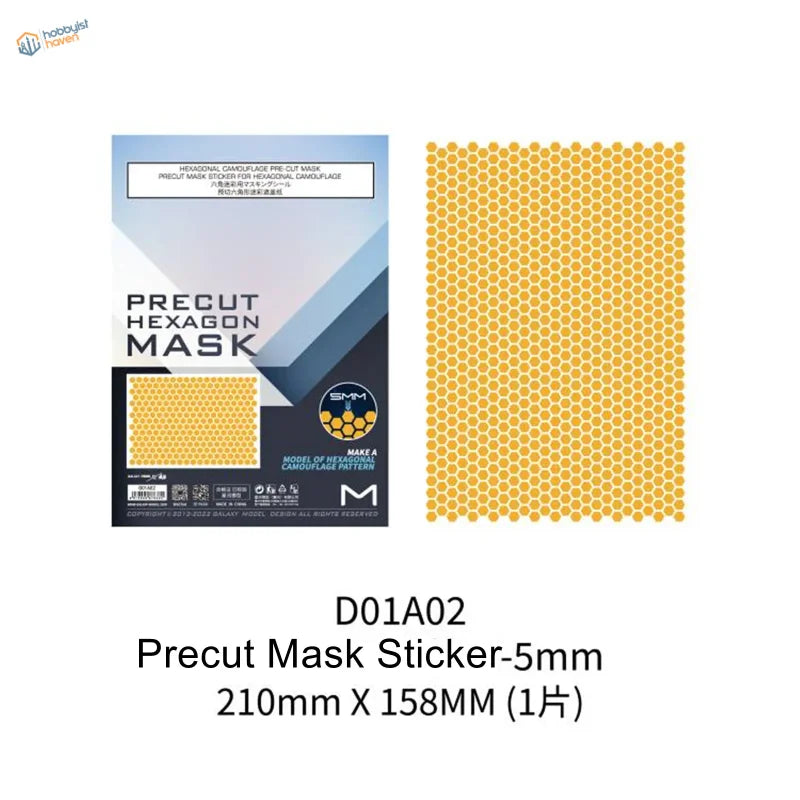 Yellow hexagonal galaxy model camouflage mask sticker precut pattern