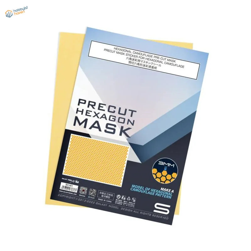 Galaxy model hexagonal camouflage mask with honeycomb pattern on packaging