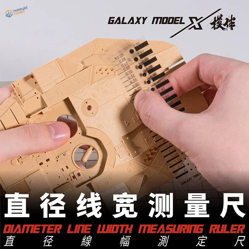 Galaxy Model tan plastic precision hobby ruler for mask circles measurements