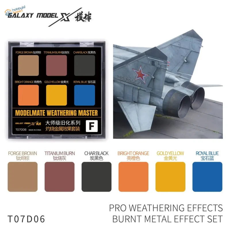 Galaxy model t07d06 burnt metal weathering pigments set