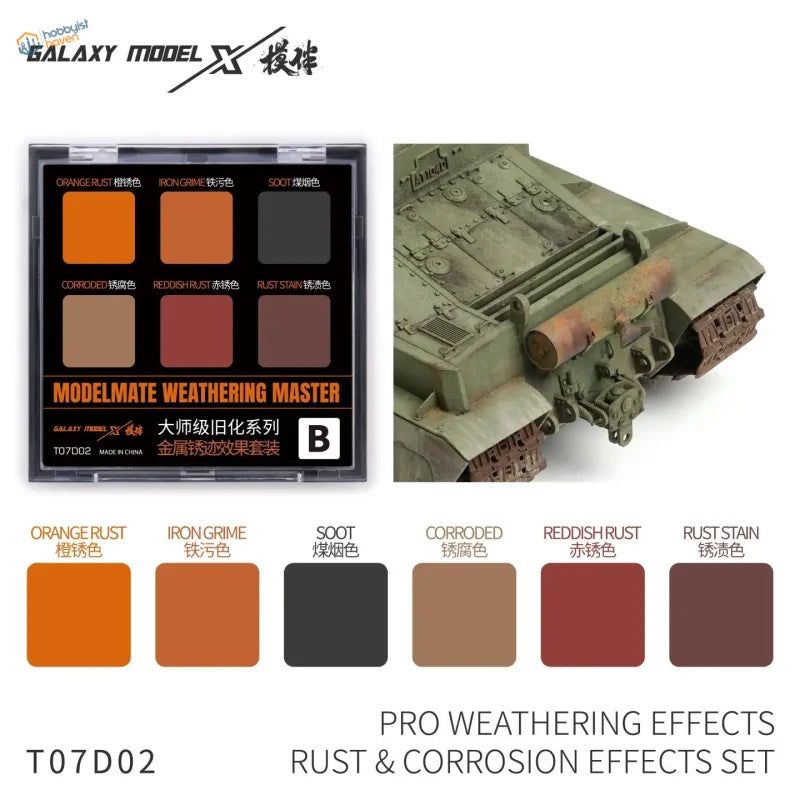 Galaxy Model Weathering Pigments T07D02: 6 rust colors
