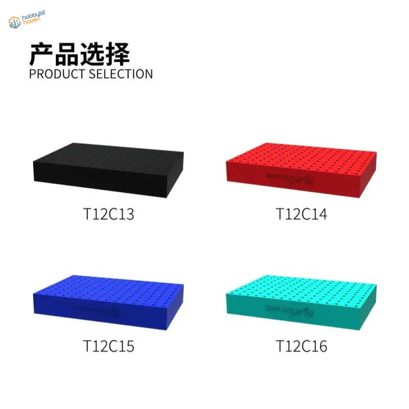 Galaxy models clip holding bases with black red blue teal perforated panels