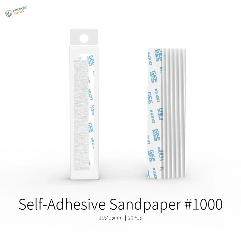 GeeHobby white self-adhesive sandpaper grits x 20pcs in clear sleeve for modeling with sanding sticks bonus toy kit