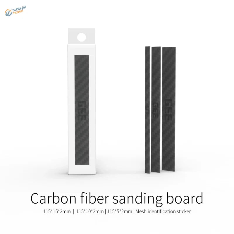 GeeHobby self-adhesive carbon fiber sanding board with sleek dark gray surface for modeling grits x 20pcs sanding sticks