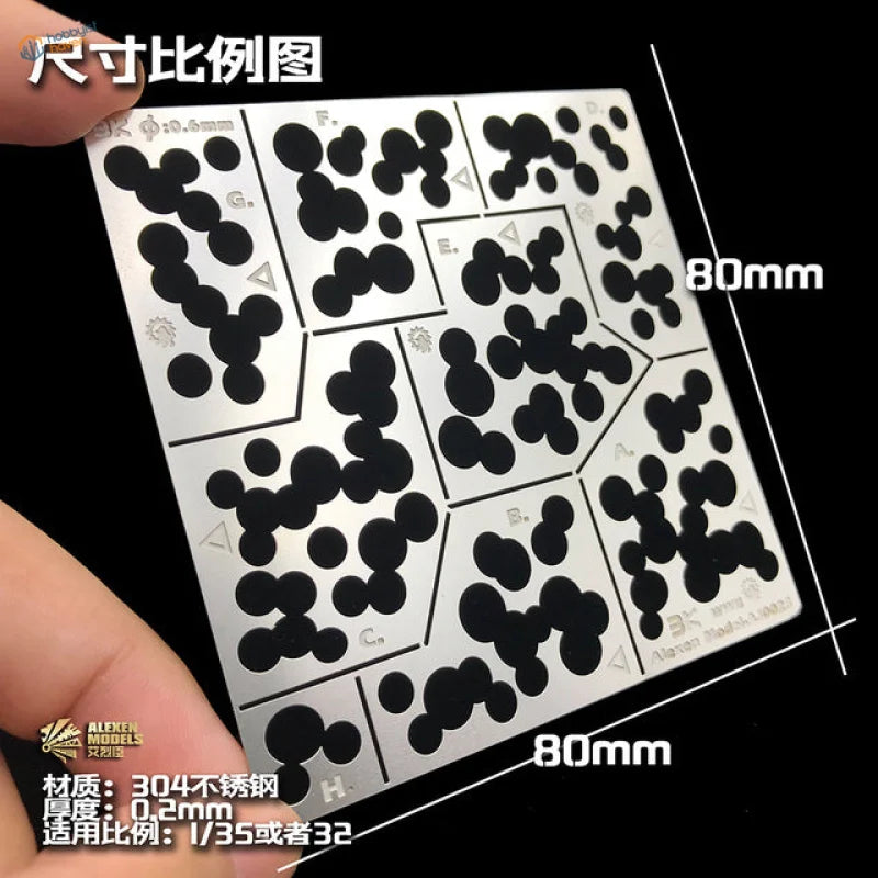 German ambush camouflage stencils, silver 304 SS 80mm x 80mm