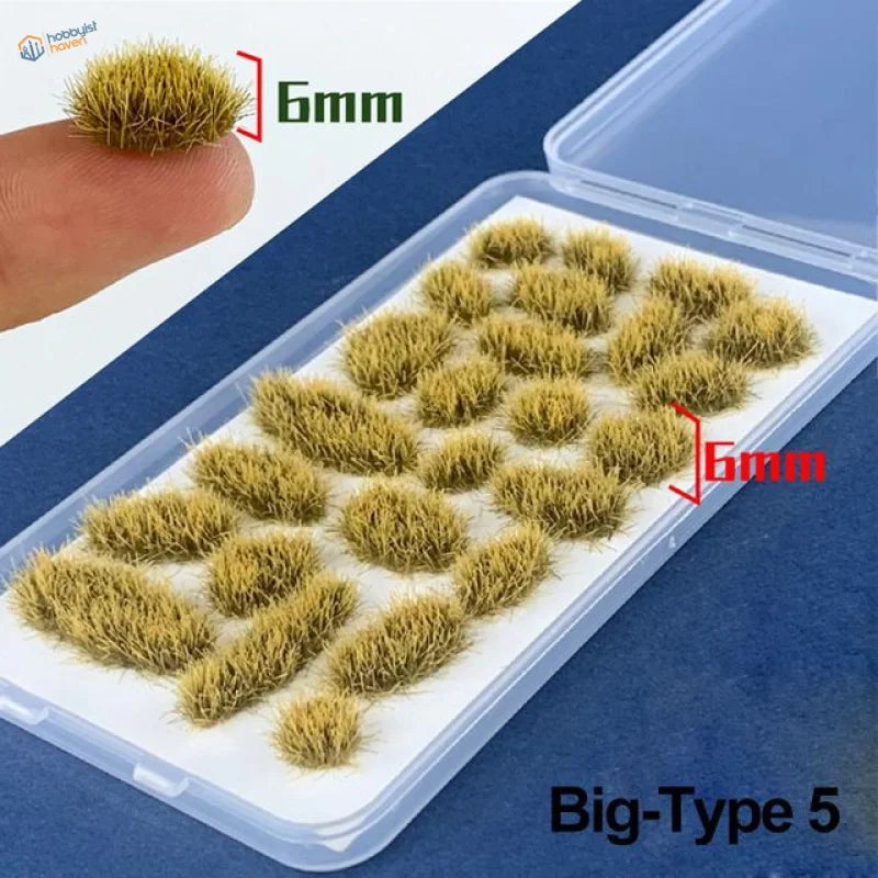 Six mm golden-brown grass tufts in clear case, Grass Flower Patches scenery