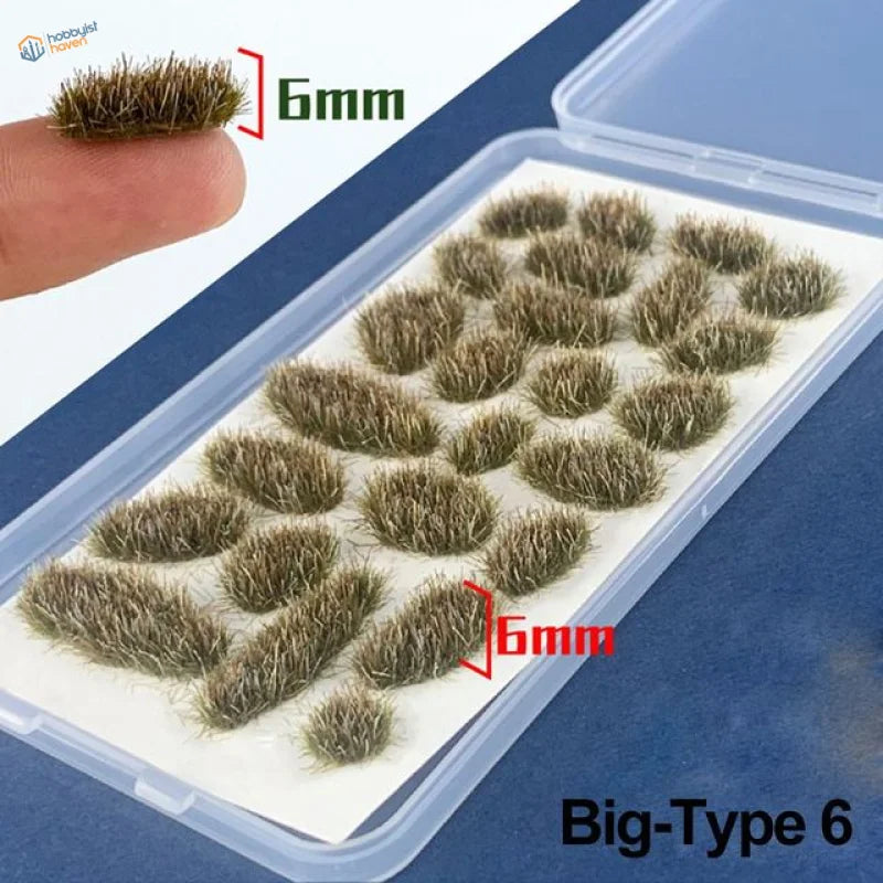 6mm realistic brown green grass flower patches for model terrain, 60 models