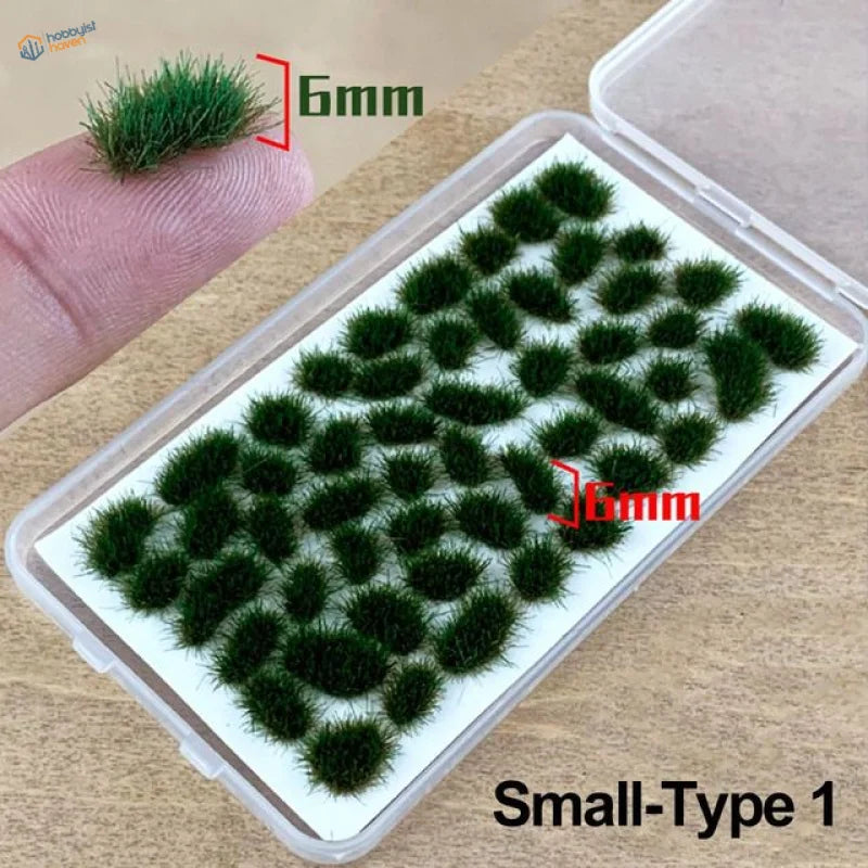Green 6mm grass flower patches in clear container, 60 models
