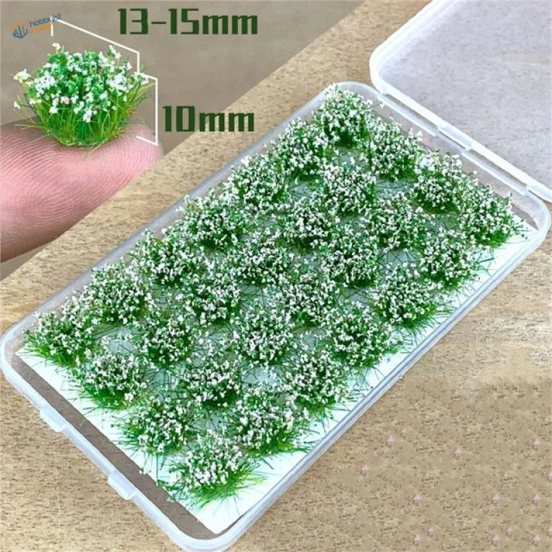 Green and white miniature grass flower patches, 10-15mm clusters