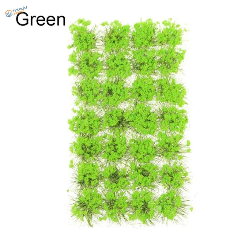 Bright green grass flower patches in grid for model scenery