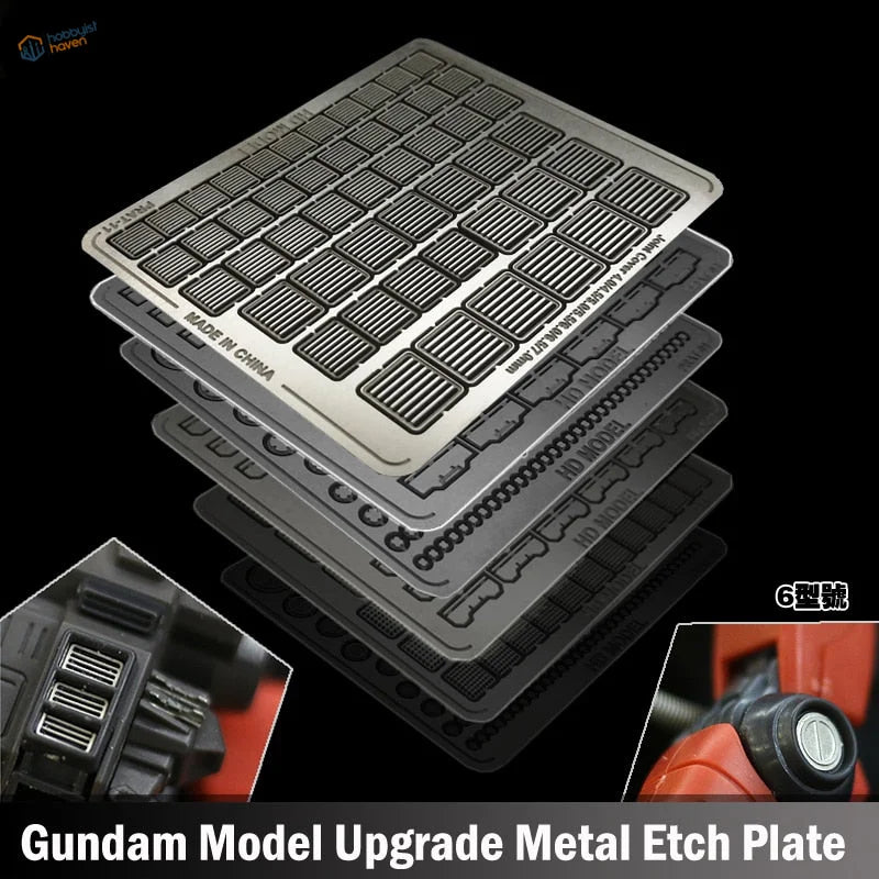 Gundam models upgrade metal etch plates with grid patterns