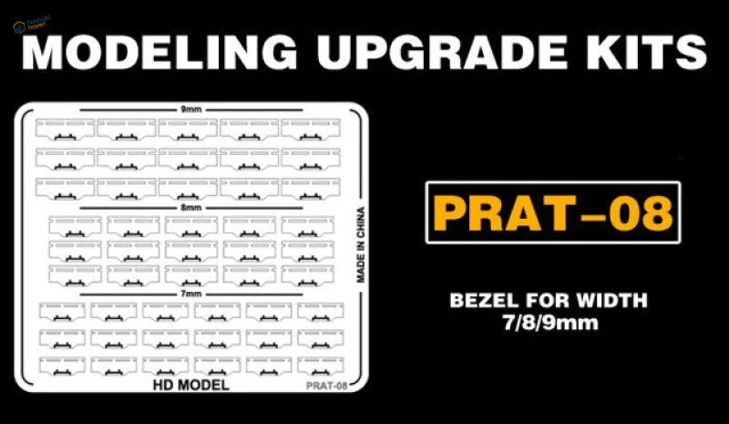 Prat-08 metal etch plates bezel upgrade kit for 7/8/9mm width, white on black