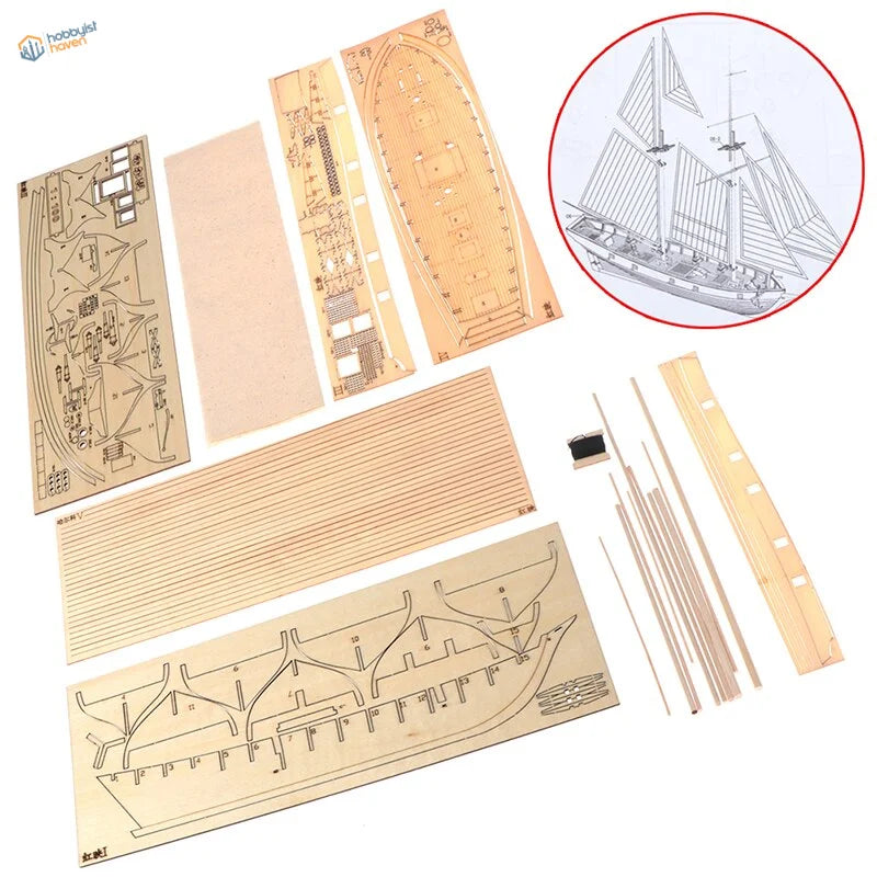 Halcon 1840 1:100 ship model kit with laser-cut plywood pieces