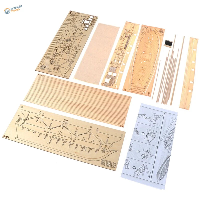 Halcon 1840 1:100 ship model kit with laser-cut plywood pieces
