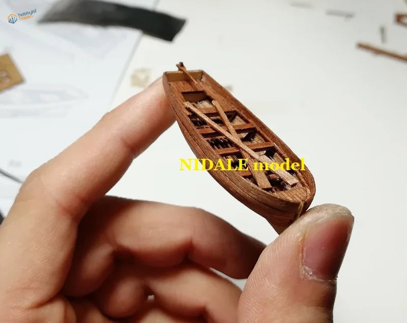 Harvey 18470 lifeboat model with detailed wooden framing