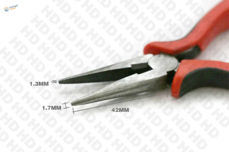 Red black handled needle-nose pliers for metal parts precision hobby scale modeling