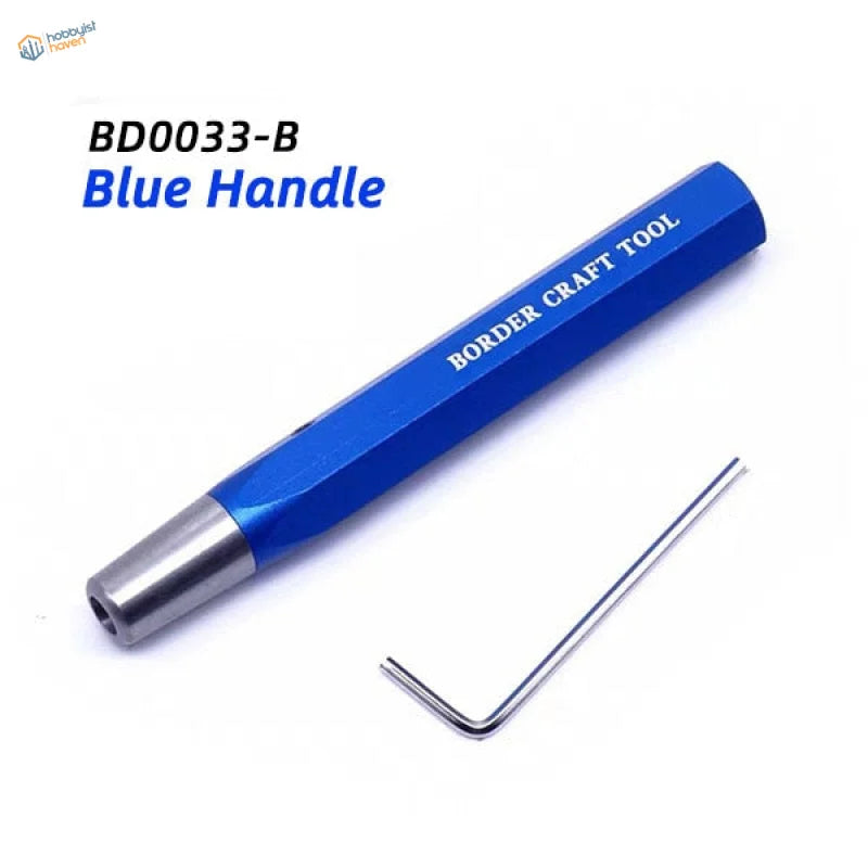 Carbide scribing knife with blue handle and hex key
