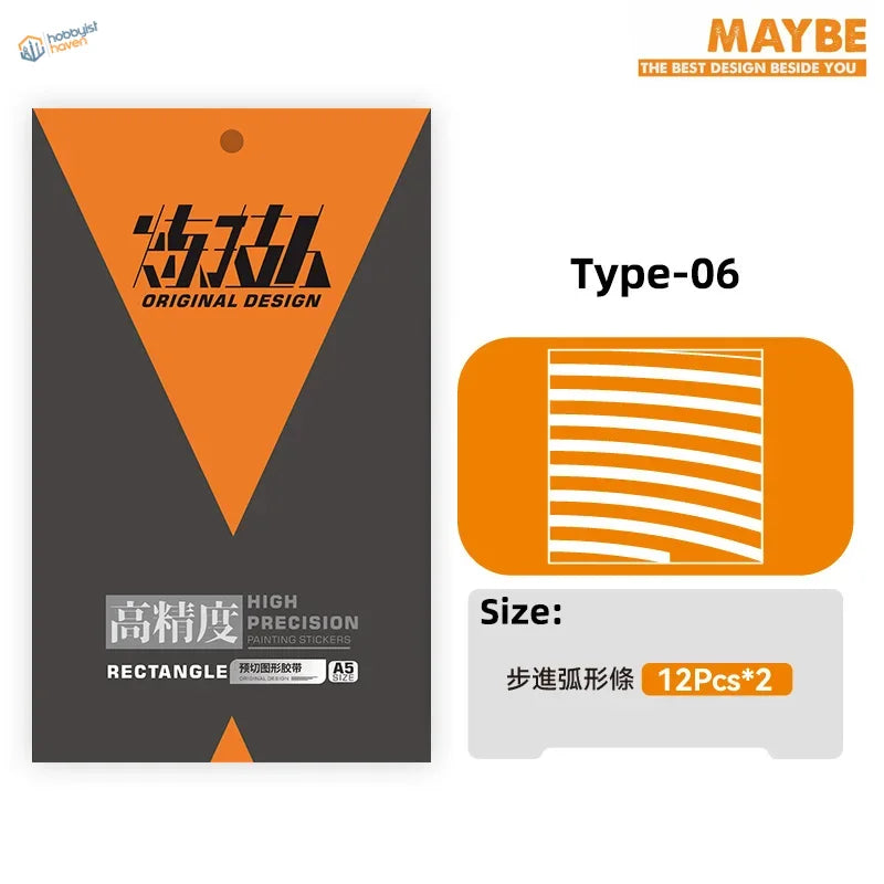 High precision type-06 scribing tape with orange black stripes panel lines