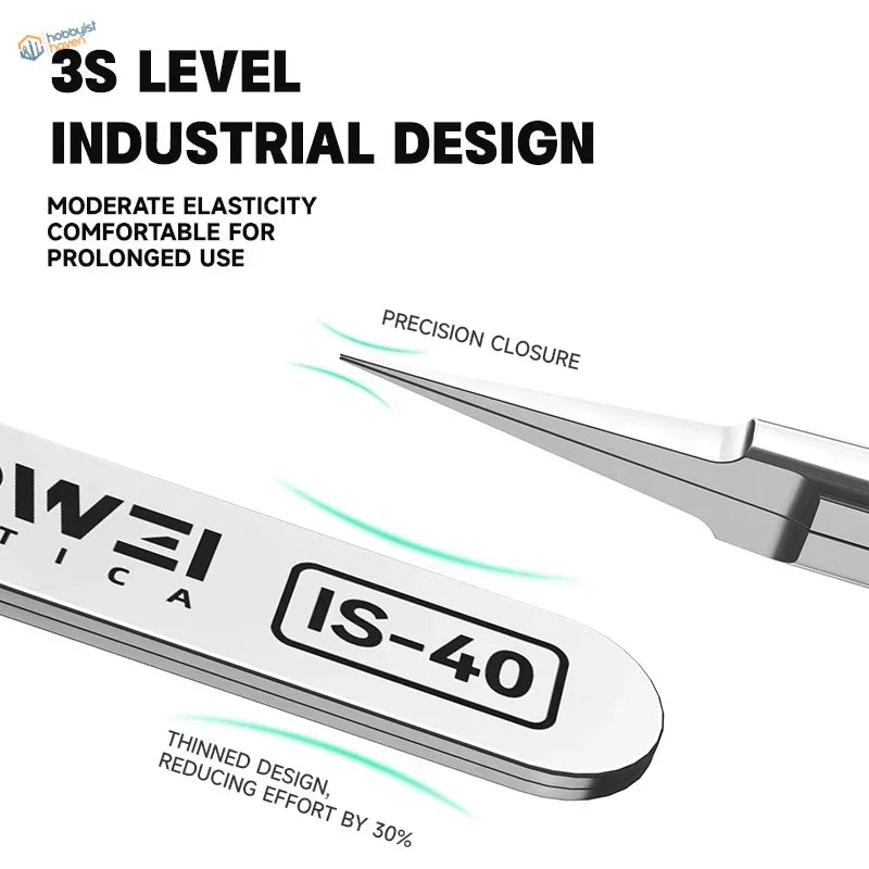 Luowei IS-40 precision tweezers with ergonomic grip