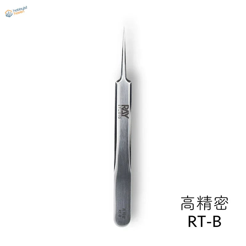 High precision steel tweezers with satin finish and fine tips
