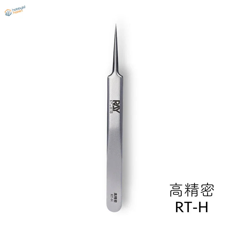 High precision steel tweezers with satin finish and fine tips